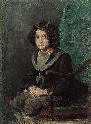 unknow artist Portrait of a Boy in Navy dress oil painting on canvas